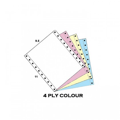 A4 COMPUTER FORM 4PLY COLOUR (500 FAN/BOX) WHITE/ PINK/ YELLOW/ BLUE